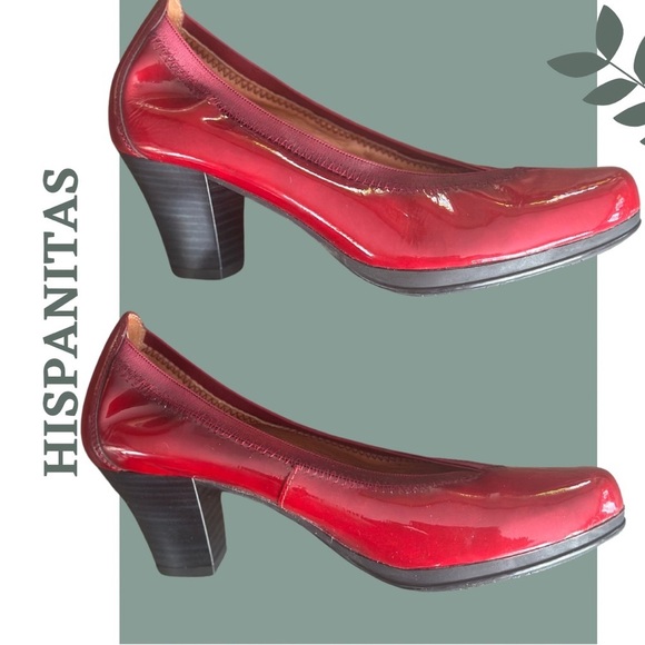 Hispanitas Red Leather Heel Pump Shoe Made in Spain Size 37 Size 6 - Picture 5 of 7